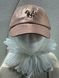 Rose Gold Sequin Mouse Ears Baseball Cap- Metallic Glitter Hat - one size - Pink