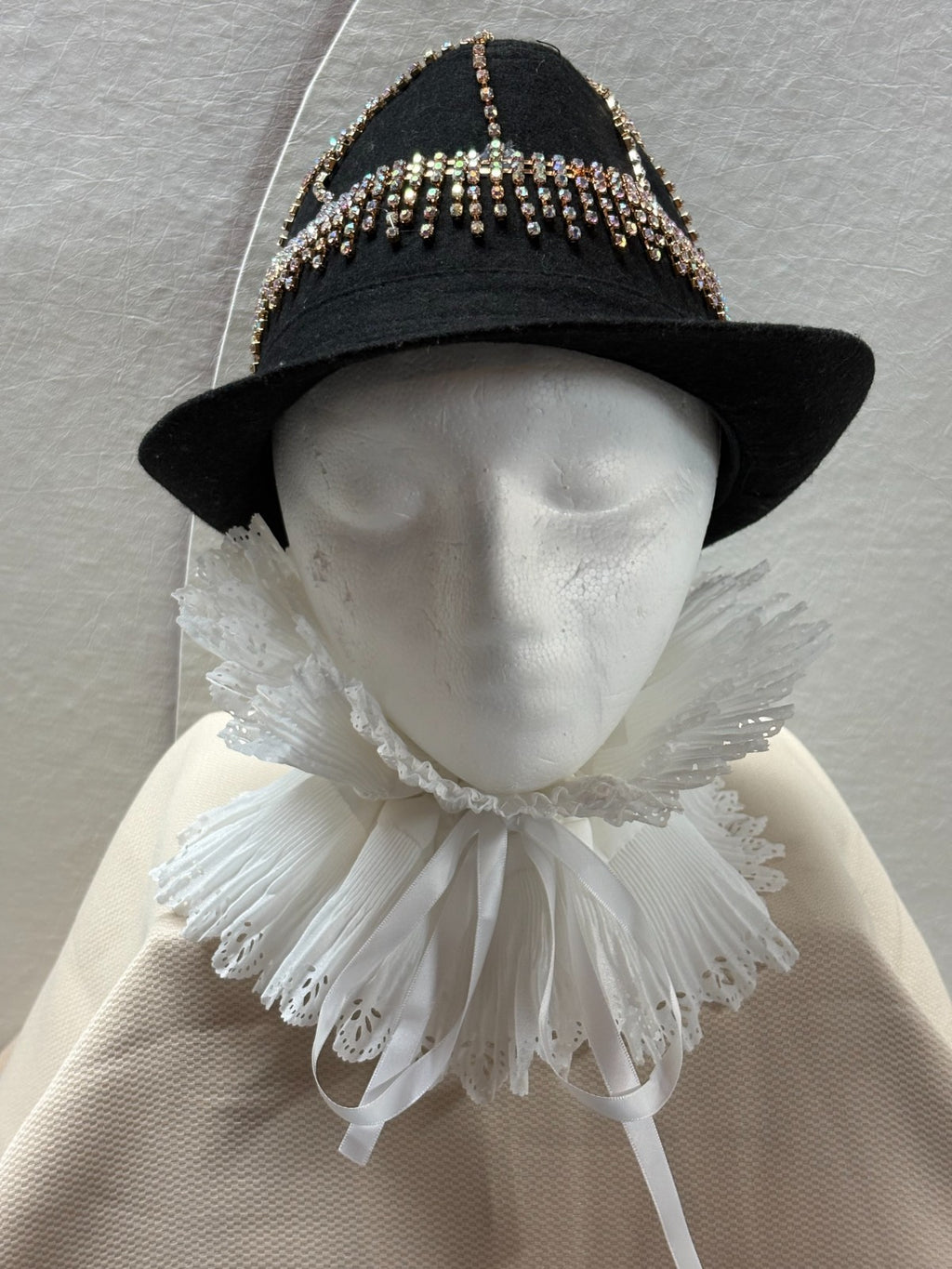 Black Felt Fedora Hat - Rhinestone Fringe Bling Fedora - Rose Gold Crystal