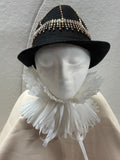 Black Felt Fedora Hat - Rhinestone Fringe Bling Fedora - Rose Gold Crystal