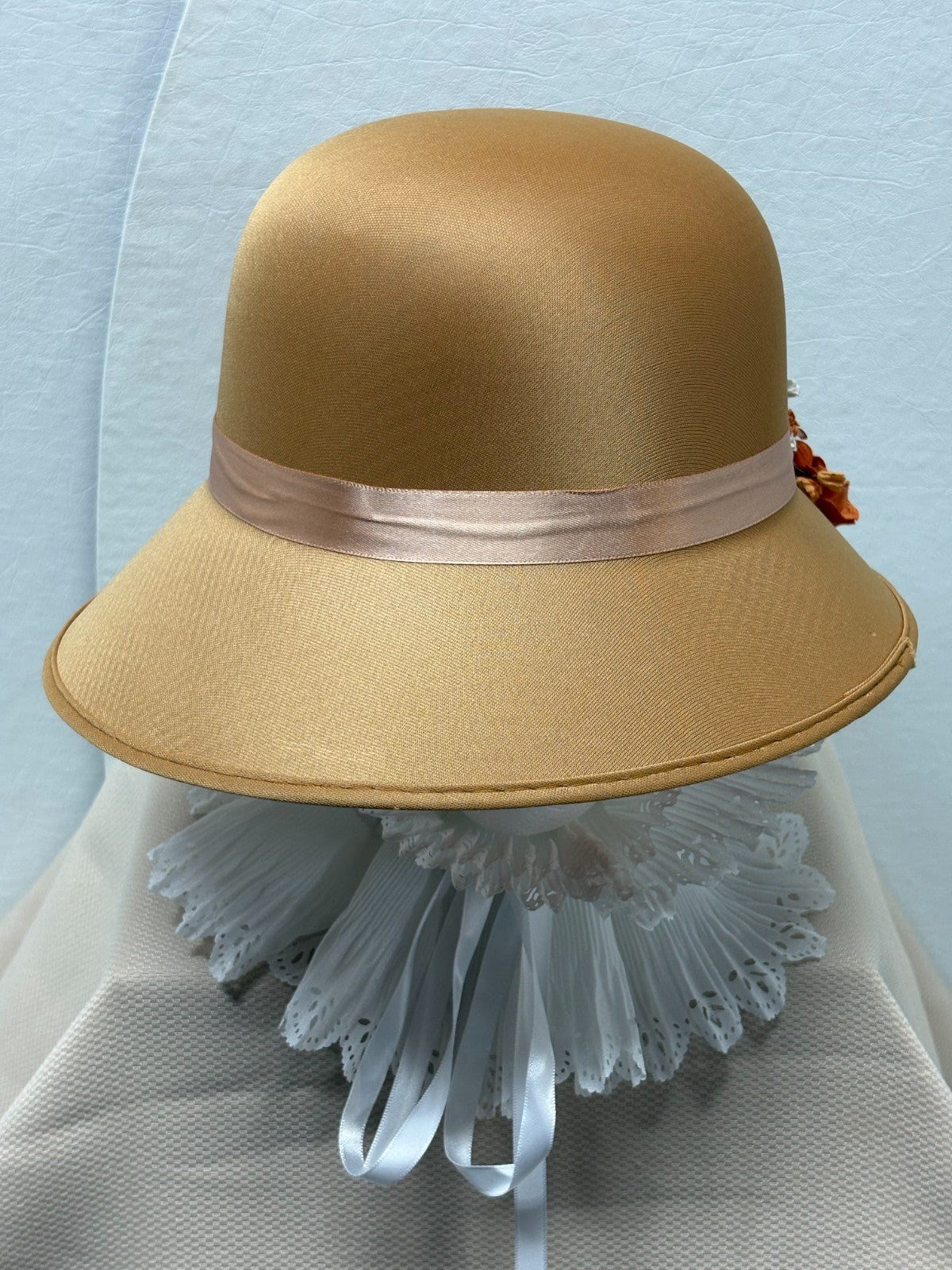 Tan Bowler Derby Hat - Boho Floral Daisy Rose - Tea Party Church Hat - Handmade