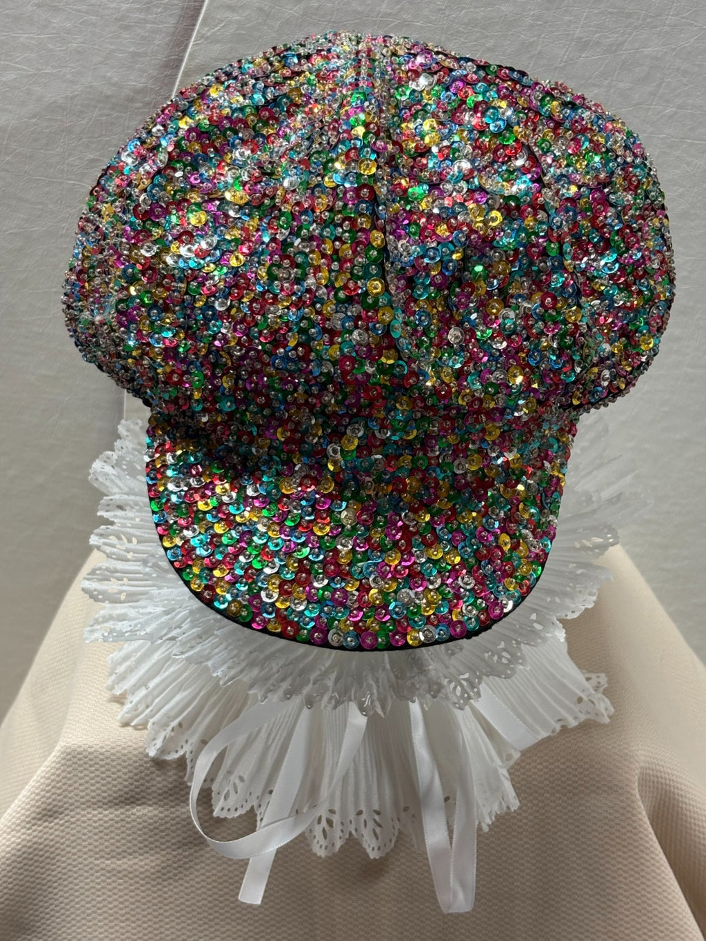 Multicolor Sequin Newsboy Cap - Rainbow Confetti Flat Cap - Sparkle Festival Hat