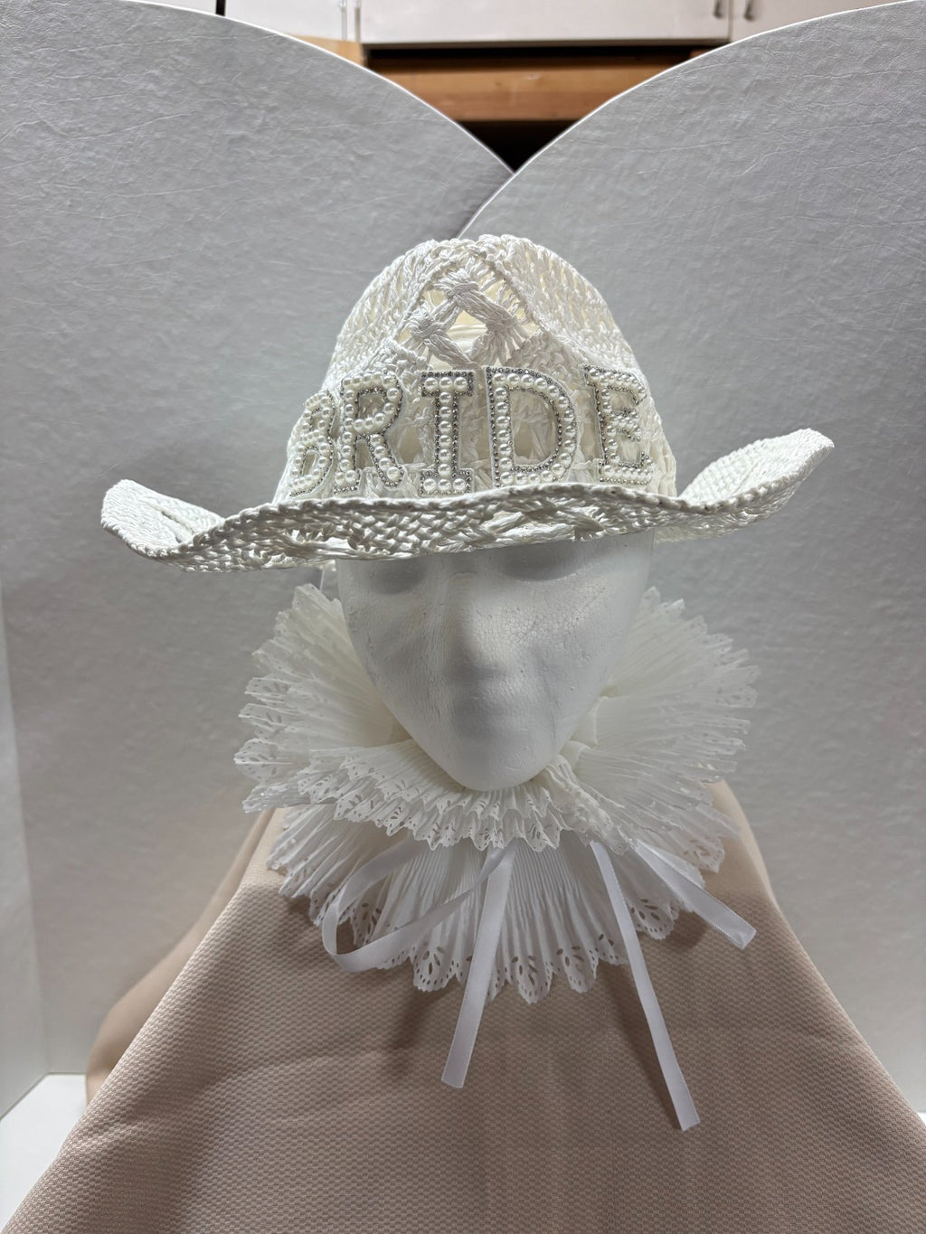 Bride Cowboy Hat plus Groom Baseball Cap couple set - Wedding Bundle $8 EXTRA!