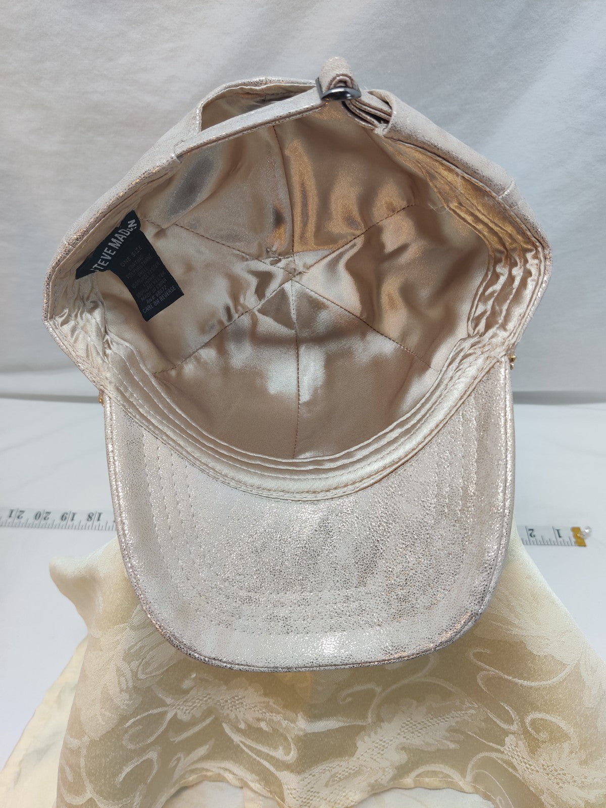 Silver Metallic Baseball Cap Bling Rhinestone Trim - Sparkly Glam Athleisure Hat