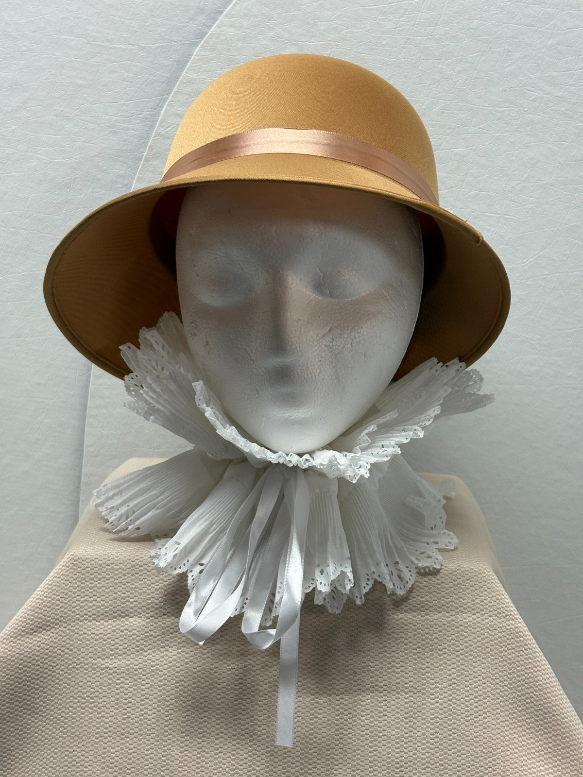Tan Bowler Derby Hat - Boho Floral Daisy Rose - Tea Party Church Hat - Handmade