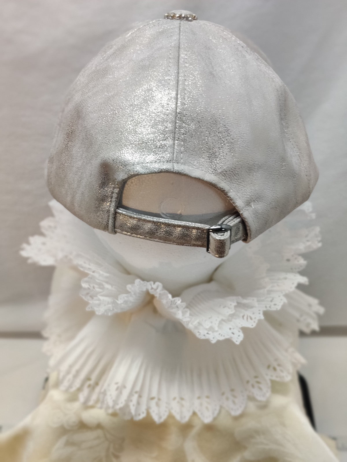 Silver Metallic Baseball Cap Bling Rhinestone Trim - Sparkly Glam Athleisure Hat