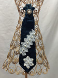 BRIDAL JABOT NECKLACE - NAVY & WHITE LACE - PEARLS - WEDDING DAY - OOA