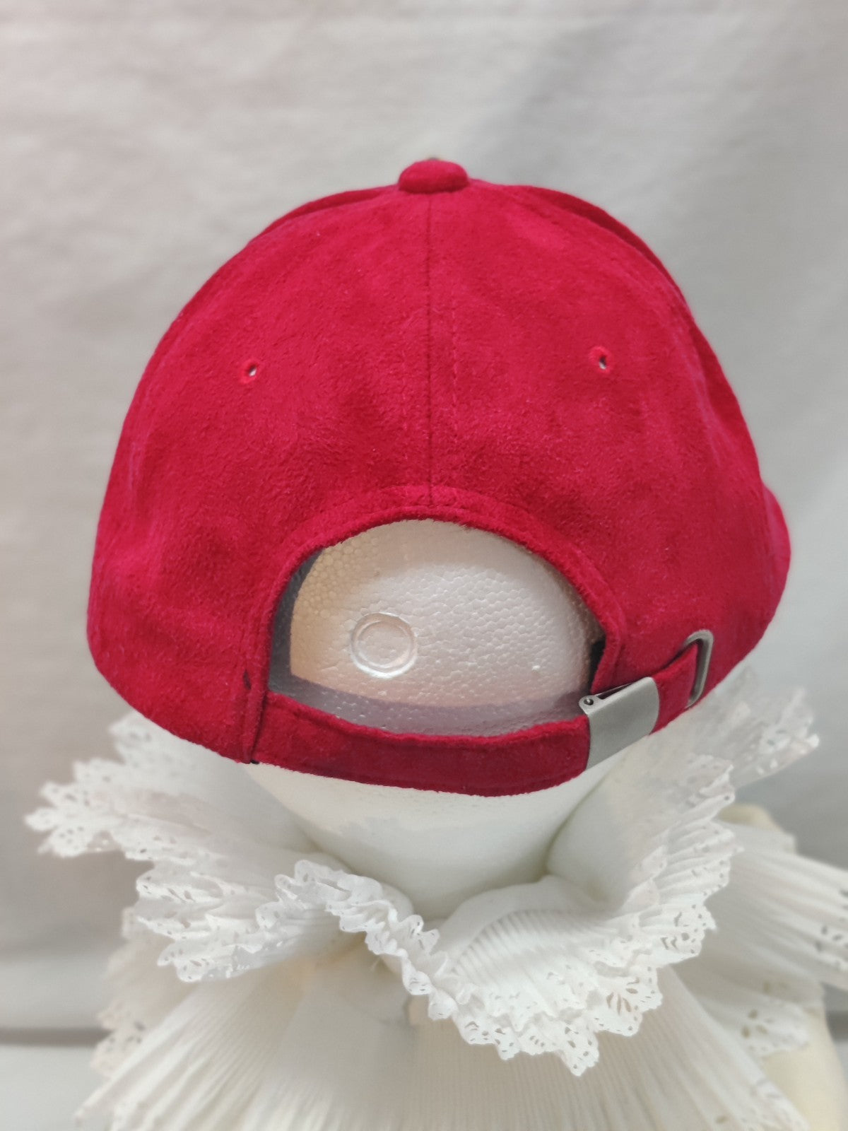 Red Suede Baseball Cap Ruby Rhinestone Jewels - Valentine Christmas Bling Hat