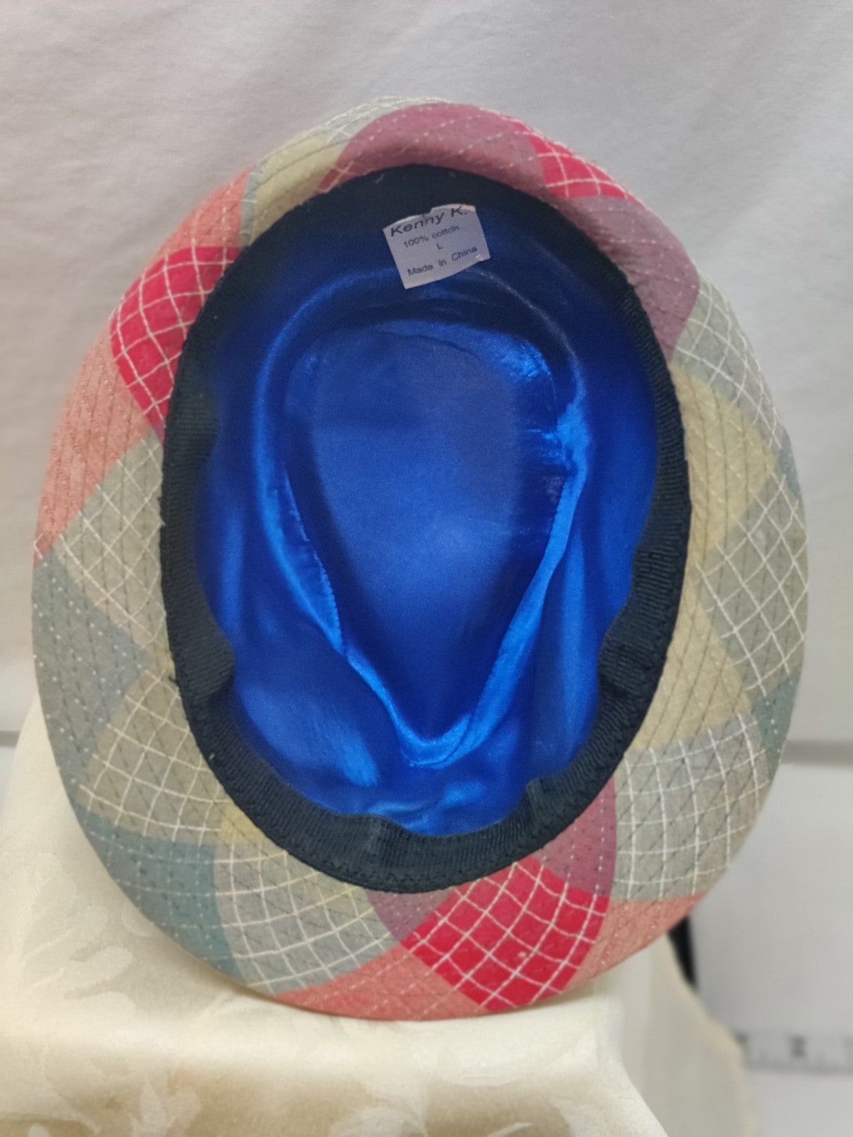 Patchwork Fedora Hat Multicolor Pink Blue - Hand Embellished Buttons Flower Boho