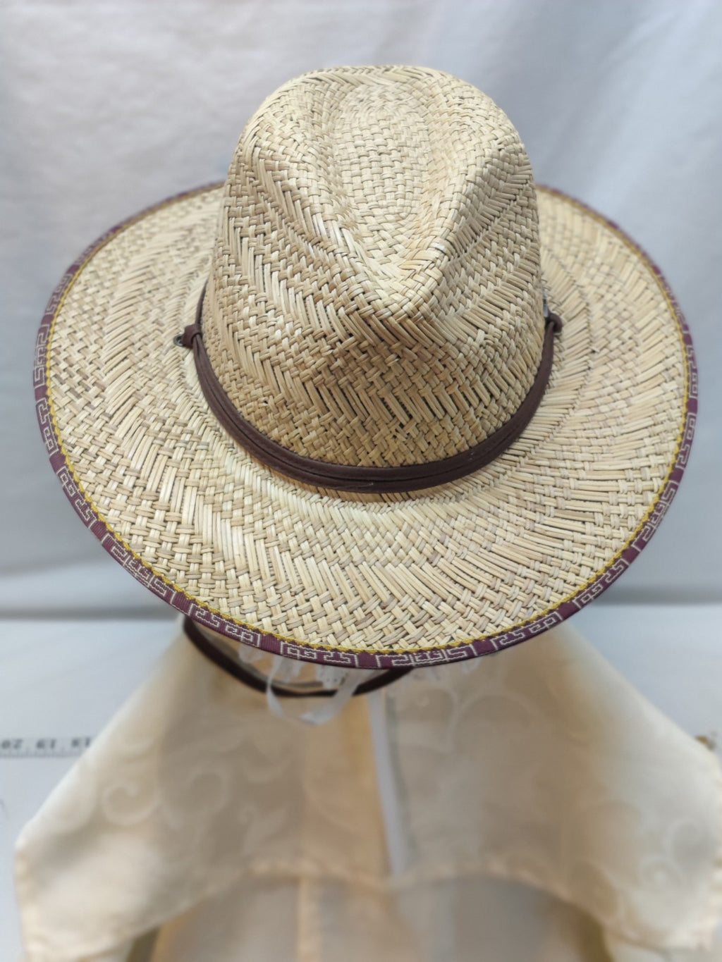 Tommy Bahama Straw Fedora Sun Hat - Natural Woven - Brown Leather Band