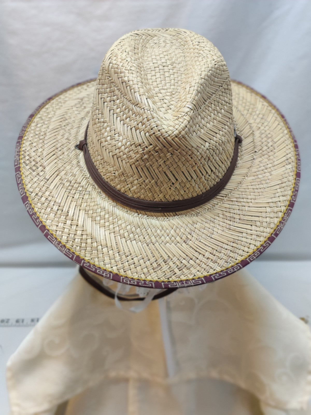 Tommy Bahama Straw Fedora Sun Hat - Natural Woven - Brown Leather Band