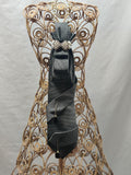 Women's Bow Tie Necklace - Black & White Micro Dot Silk Tie - Pearl Bow Brooch