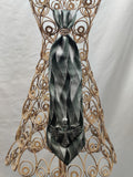 Women's Faith Jabot Necklace - Green Silver Striped Tie - Cross Wings Brooch