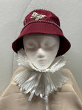 Steve Madden Burgundy Bucket Hat - Pearl Chain and Butterfly Bling - Handmade