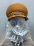 Camel Tan Baker Boy Newsboy Hat - Gold Chain & Rhinestone Trim - Designer Bling