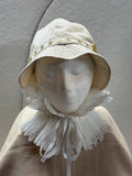Cream Corduroy Bucket Hat - Gold Rhinestone Crown Design Bling Bucket