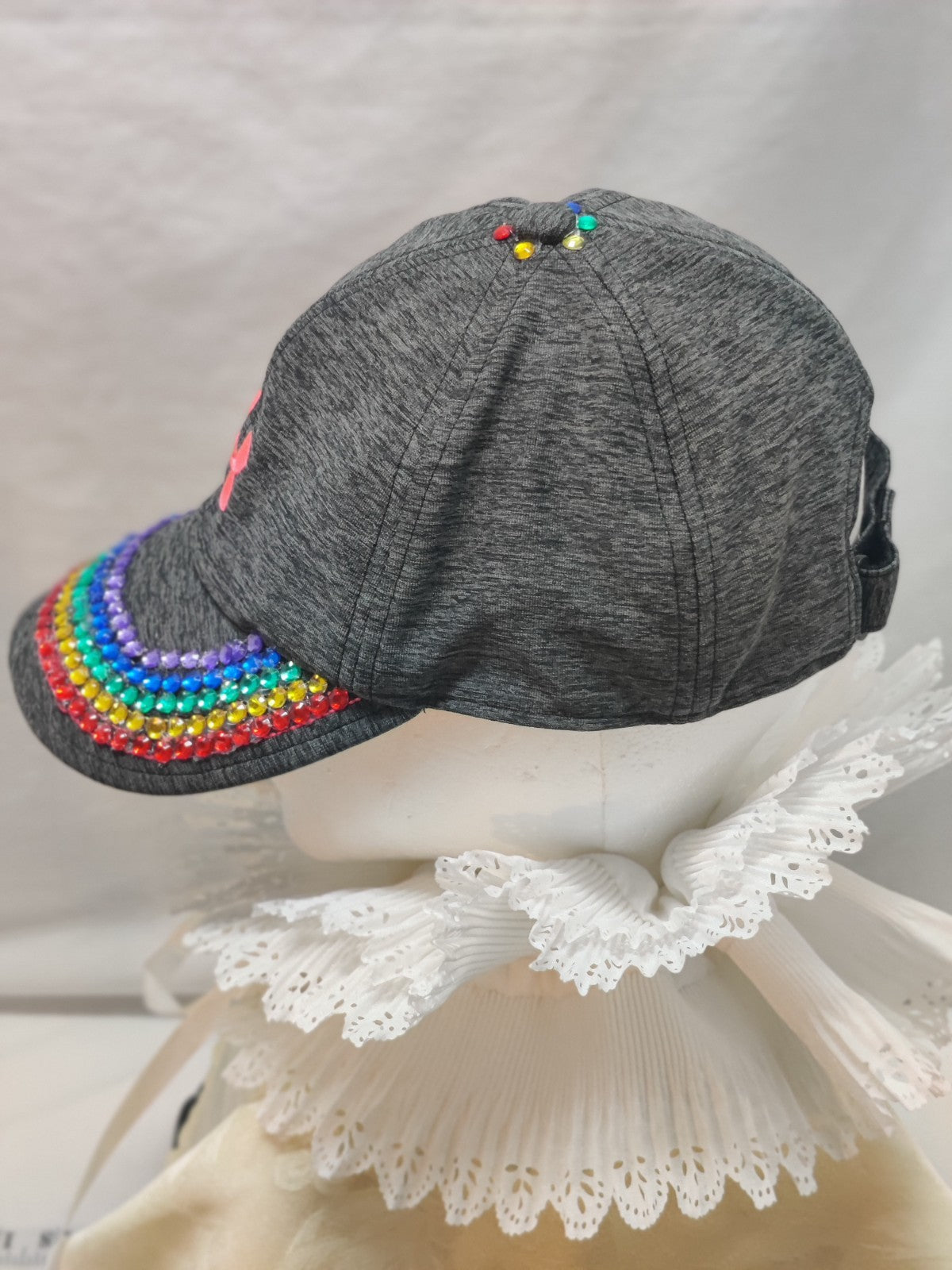 Women's Rainbow Bling Baseball Cap - Under Armour Gray - Pink Logo - Pride - OOA
