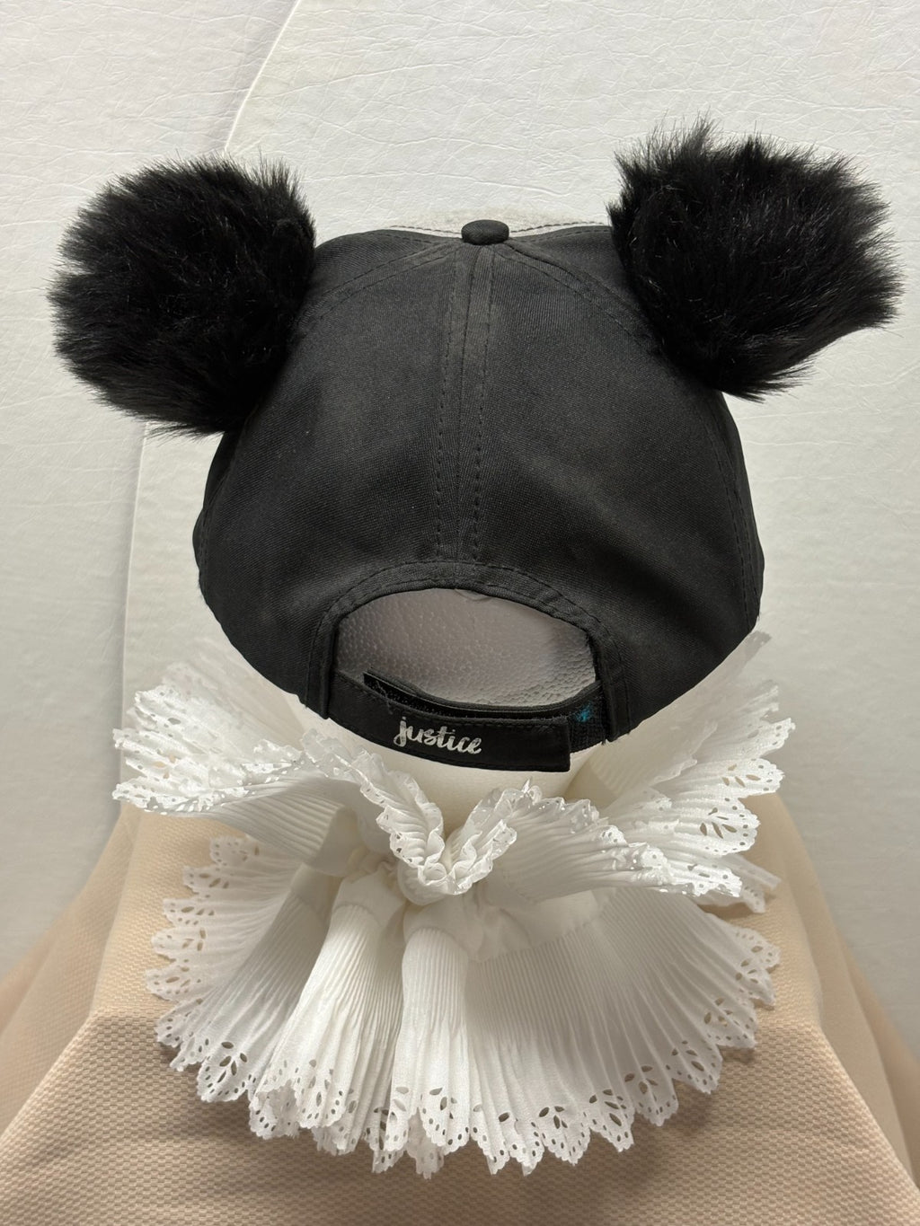 Black Grey Bling Baseball Cap Letter K - Sparkle Glitter Brim - Fuzzy Ears