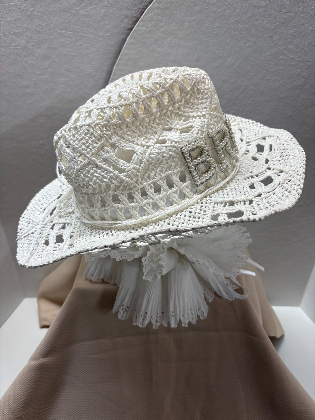 Bride Cowboy Hat plus Groom Baseball Cap couple set - Wedding Bundle $8 EXTRA!