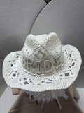 Bride Cowboy Hat plus Groom Baseball Cap couple set - Wedding Bundle $8 EXTRA!