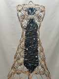Handmade Necktie Fish Sculpture - Upcycled Tie Art - Black Silver Wave