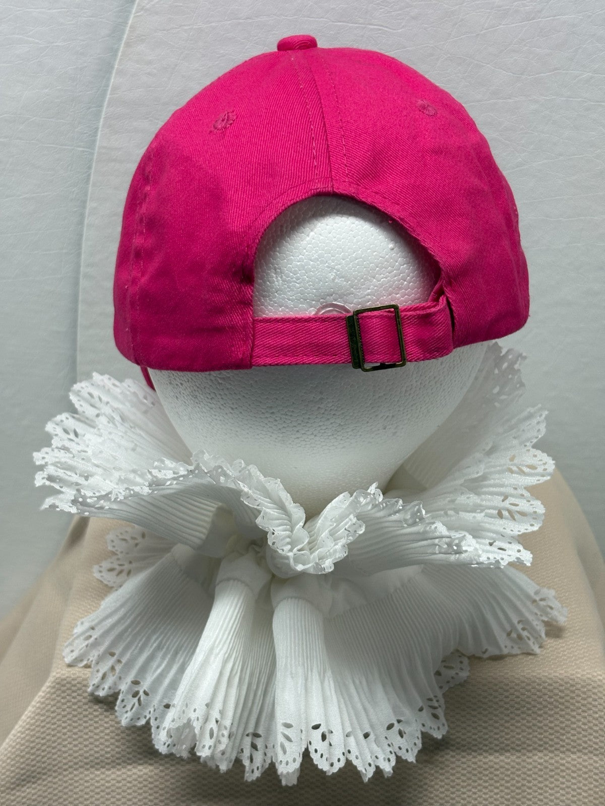 Hot Pink Bling Baseball Cap - Silver Rhinestone Angel Wings & Full Crystal Brim