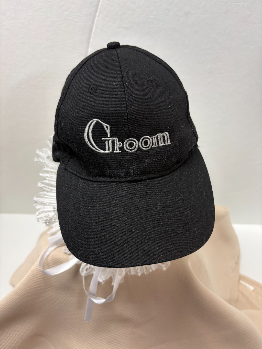Bride Cowboy Hat plus Groom Baseball Cap couple set - Wedding Bundle $8 EXTRA!