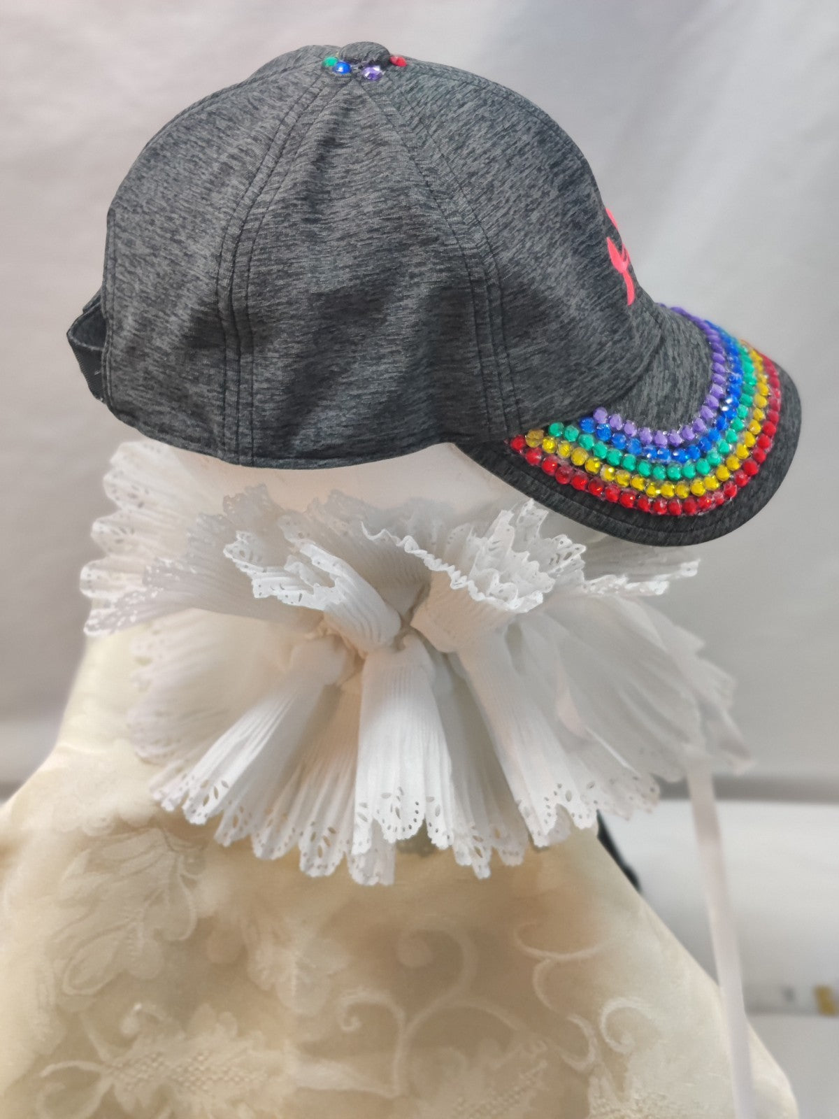 Women's Rainbow Bling Baseball Cap - Under Armour Gray - Pink Logo - Pride - OOA