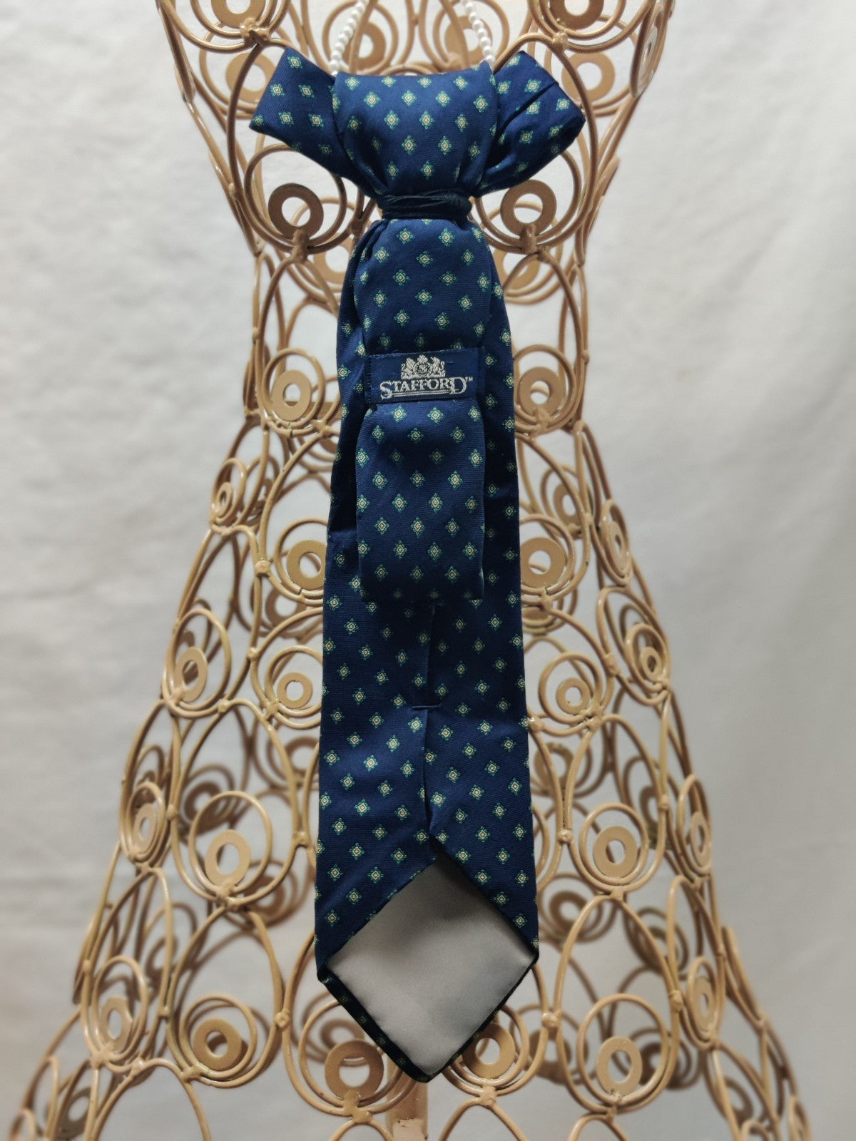 Women's Enchanted Garden Jabot Necklace - Navy Blue Diamond Tie - Crystal Flower