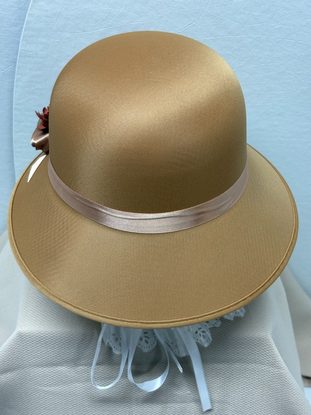 Tan Bowler Derby Hat - Boho Floral Daisy Rose - Tea Party Church Hat - Handmade