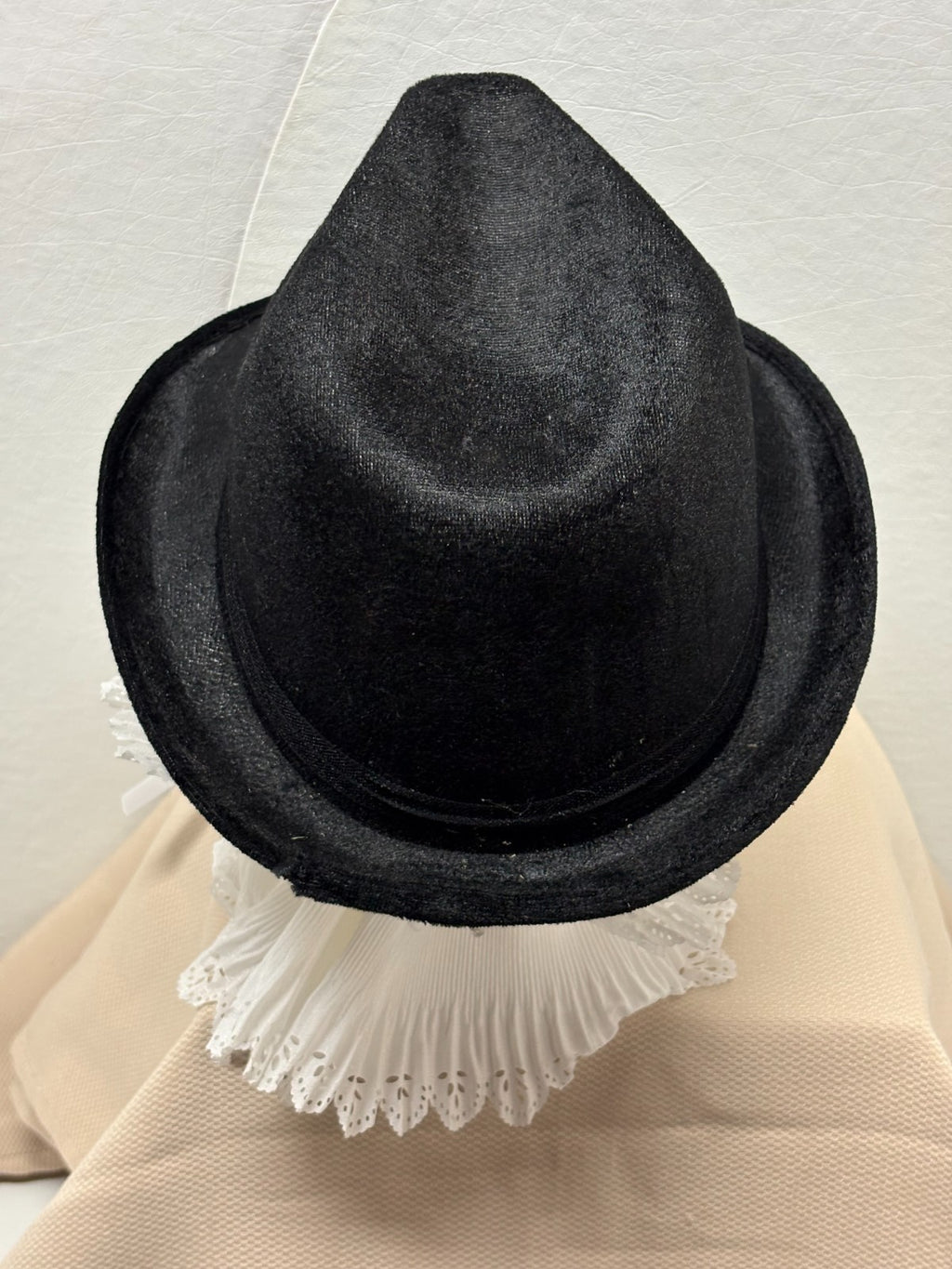 Black Velvet Fedora Hat- Sparkle Shimmer -  Black Beaded Rhinestone Bow Brooch