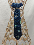 Women's Enchanted Garden Jabot Necklace - Navy Blue Diamond Tie - Crystal Flower