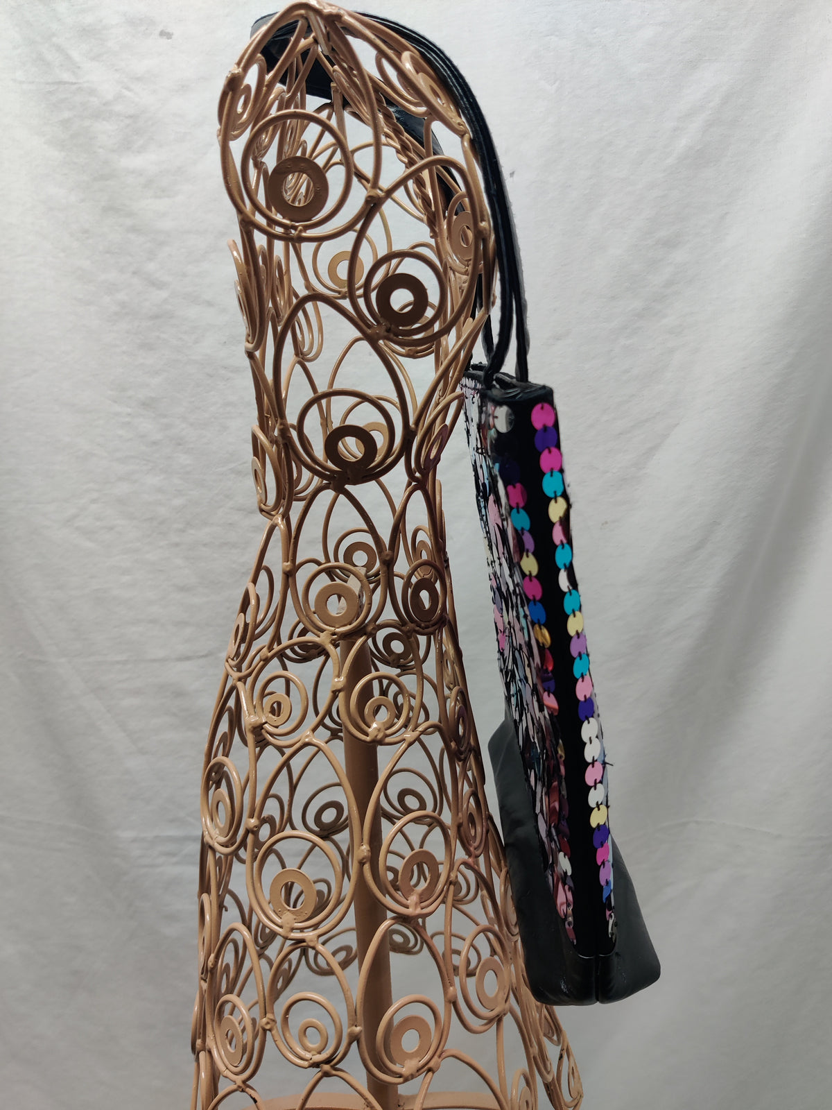 Vintage Limited Too Sequin Tote Bag 90s Y2K Multicolor Disco Paillette - Black