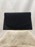 Vintage Bijoux Terner Black Beaded Satin Clutch - Evening Wedding Purse
