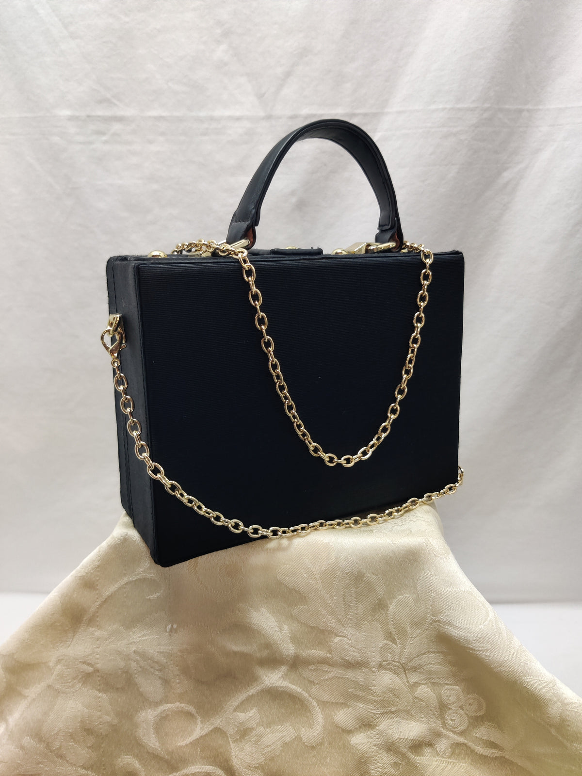 Charming Charlie Black Floral Jeweled Box Purse - Daisy Rhinestone Crossbody