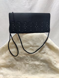 Vintage Black Satin Embroidered Evening Bag - Rhinestone Clutch Crossbody