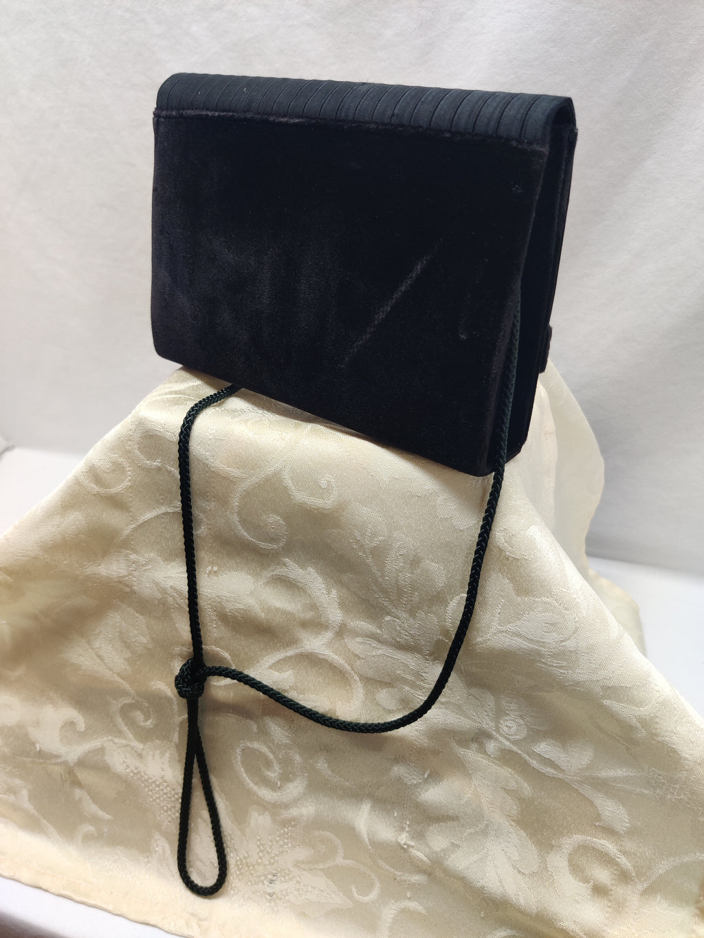 Sasha New York Black Pleated Satin Clutch - Velvet Evening Bag Crossbody