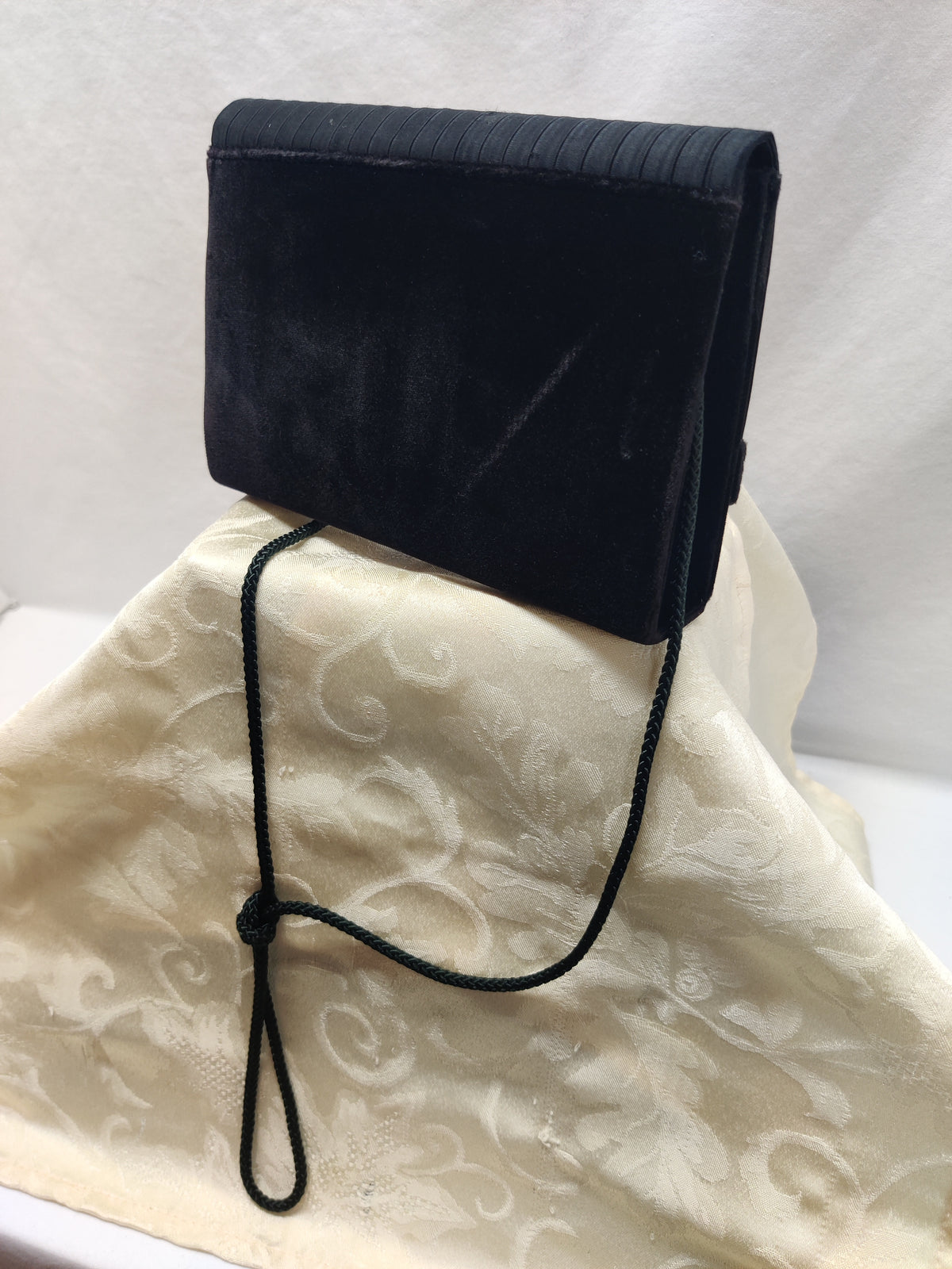 Sasha New York Black Pleated Satin Clutch - Velvet Evening Bag Crossbody