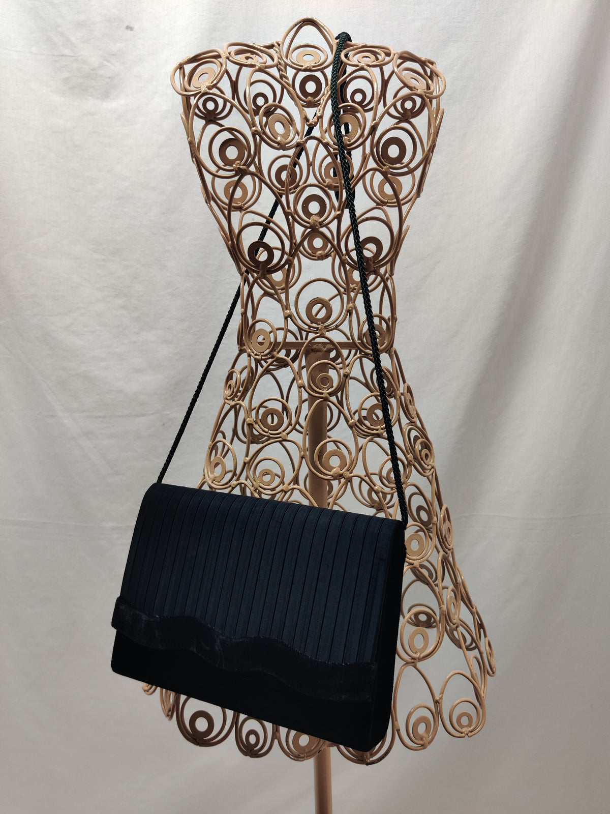 Sasha New York Black Pleated Satin Clutch - Velvet Evening Bag Crossbody