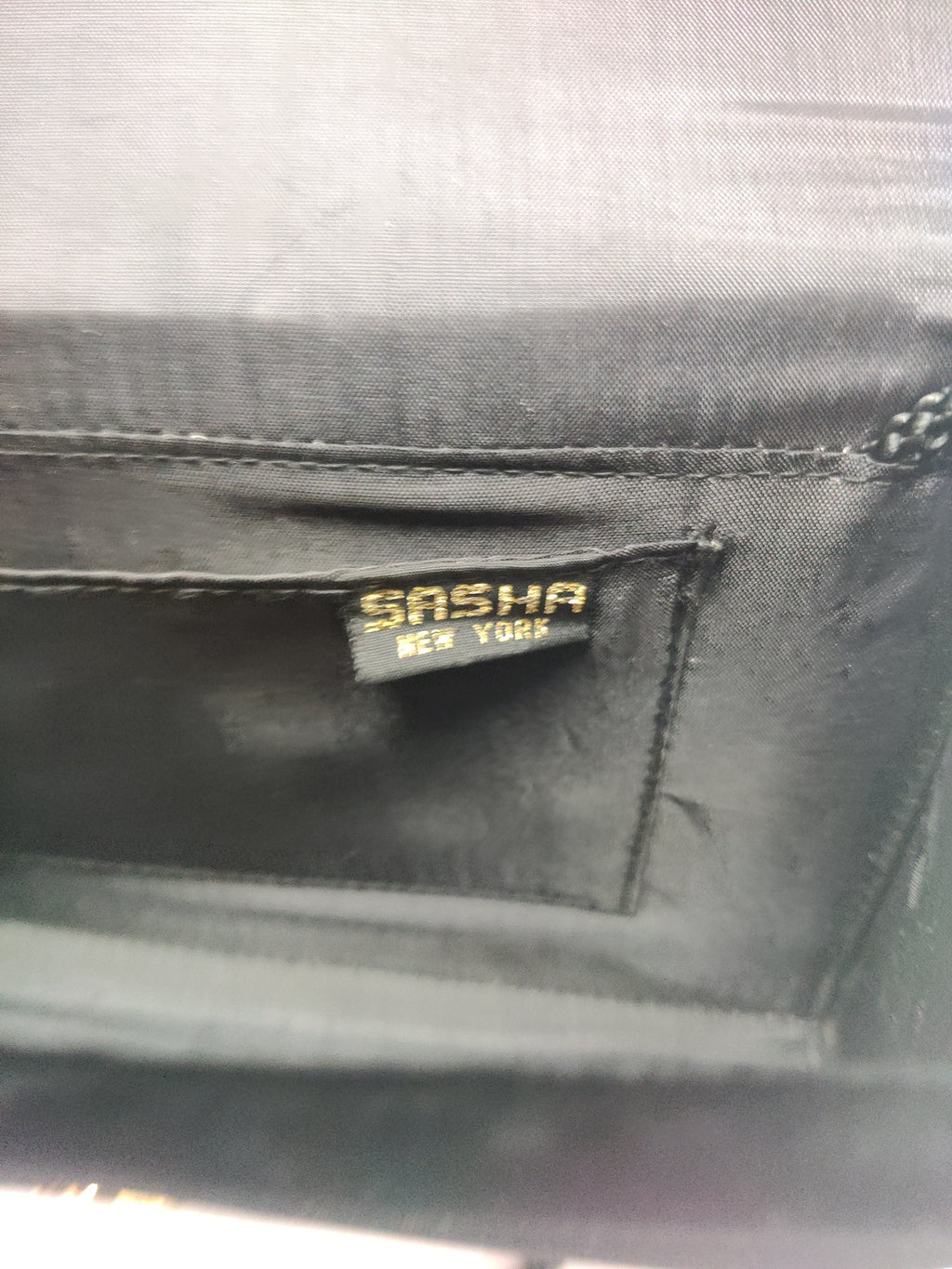 Sasha New York Black Pleated Satin Clutch - Velvet Evening Bag Crossbody