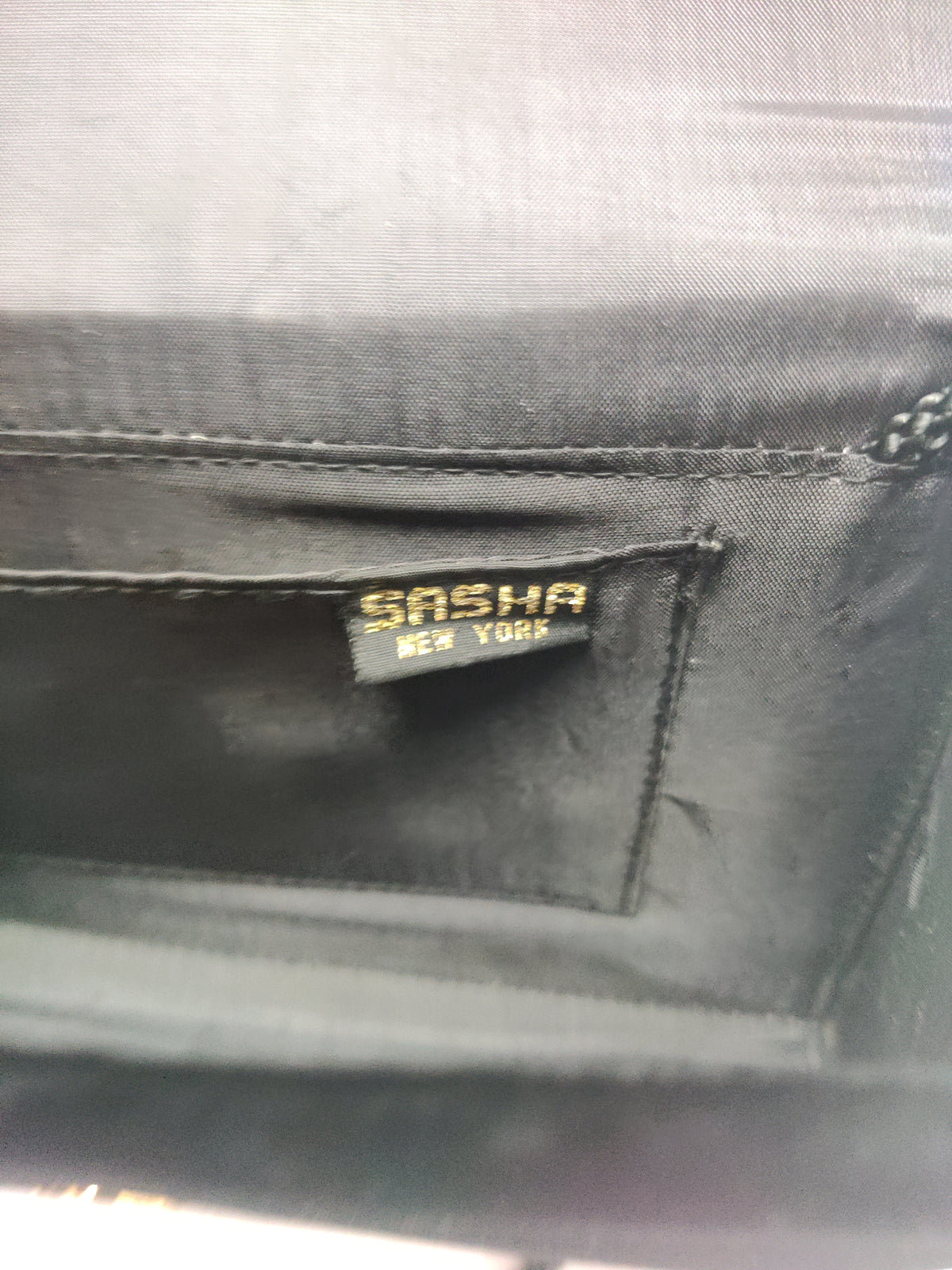 Sasha New York Black Pleated Satin Clutch - Velvet Evening Bag Crossbody