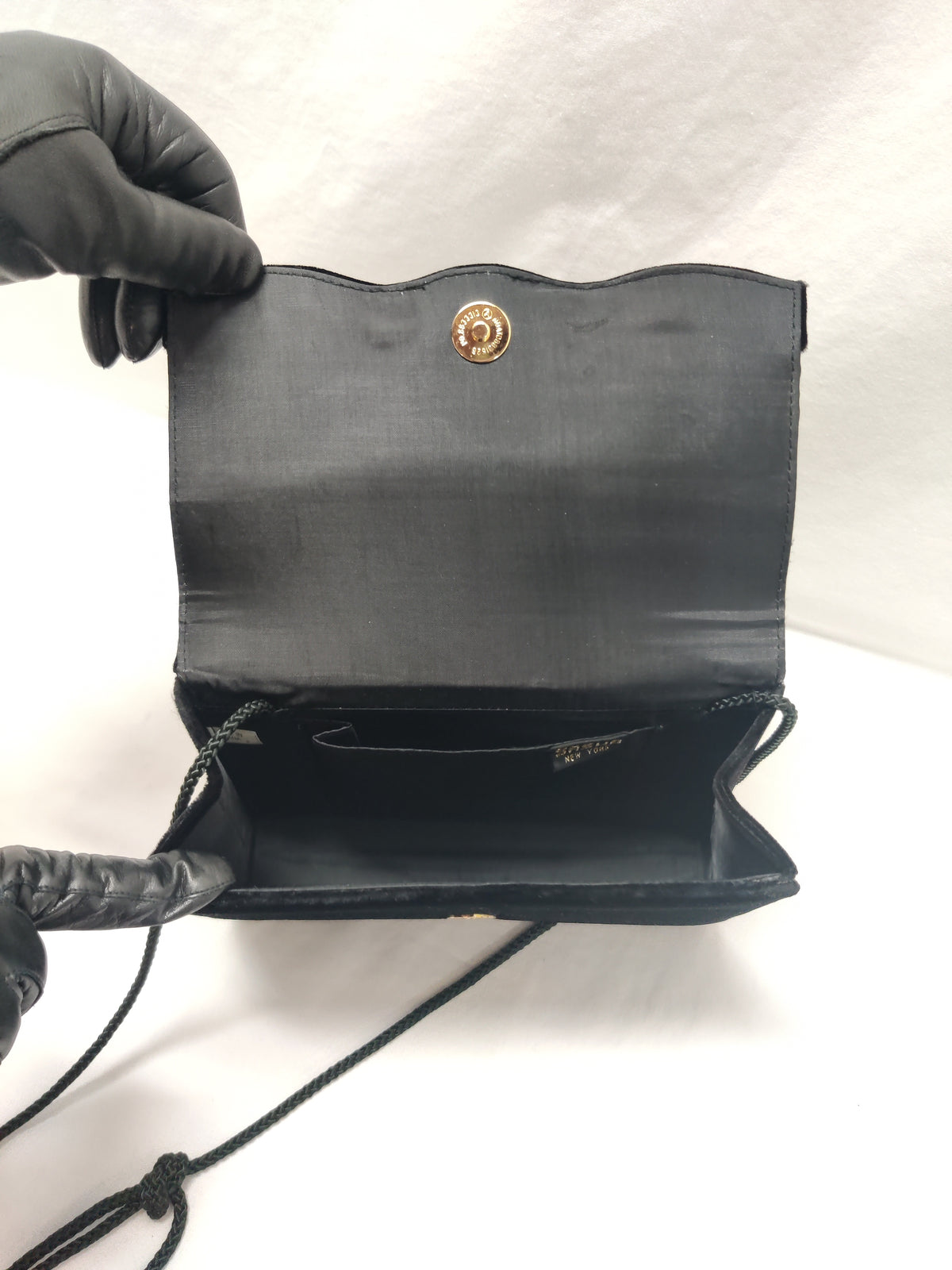 Sasha New York Black Pleated Satin Clutch - Velvet Evening Bag Crossbody