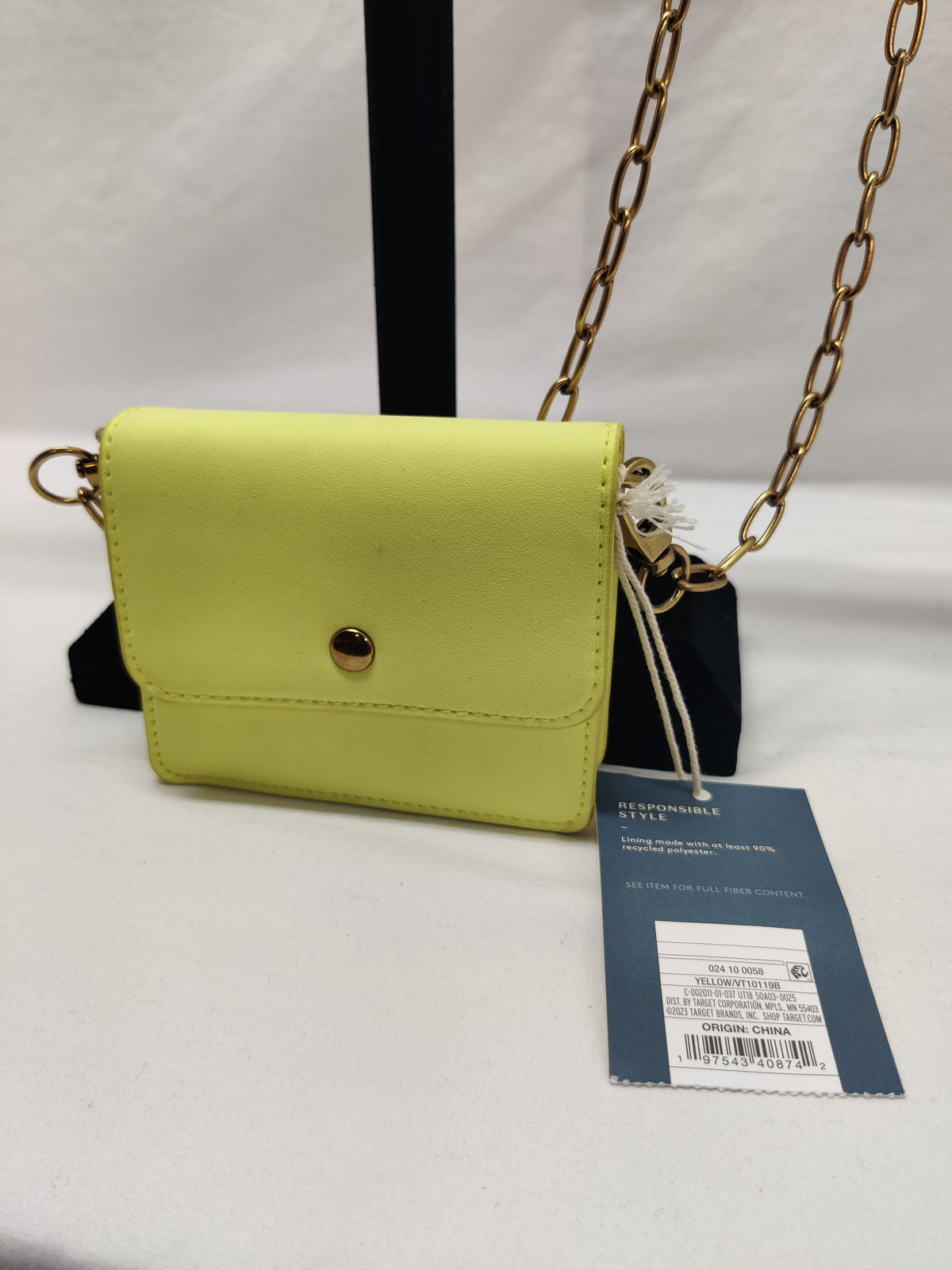 Neon Yellow Micro Crossbody Bag - Gold Chain - NWT Mini Card Purse. NWT