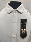 Handmade Women's Jabot Neck Tie Black Butterfly Crystal Brooch Formal